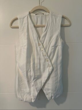 Abercrombie & Fitch linen Sleeveless White Wrap Button Front Top